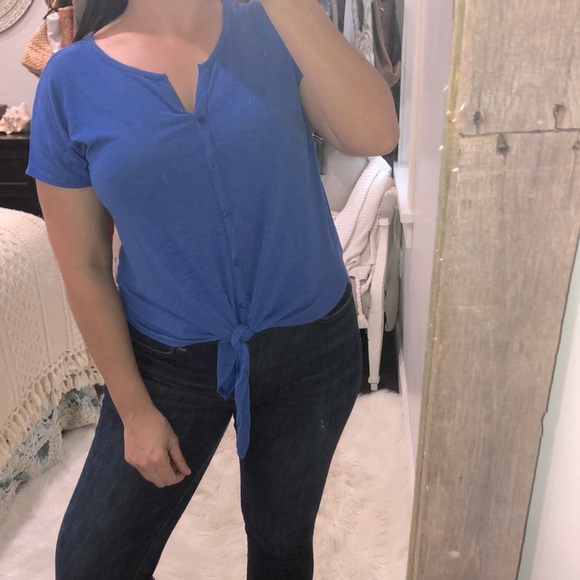 Rachel Zoe medium short sleeve tie front top - Picture 1 of 5